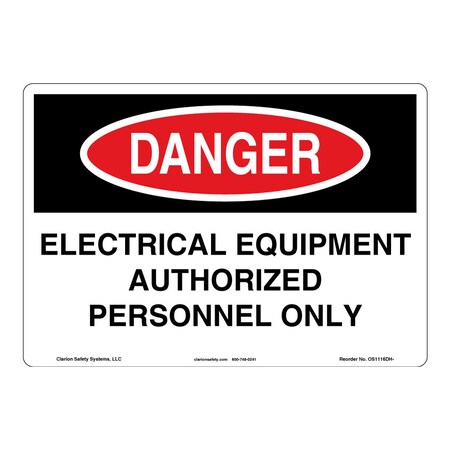 OSHA Comp. Danger/Electrical Equipment Safety Signs Indoor/Outdoor Flexible Polyester (ZA) 12x18